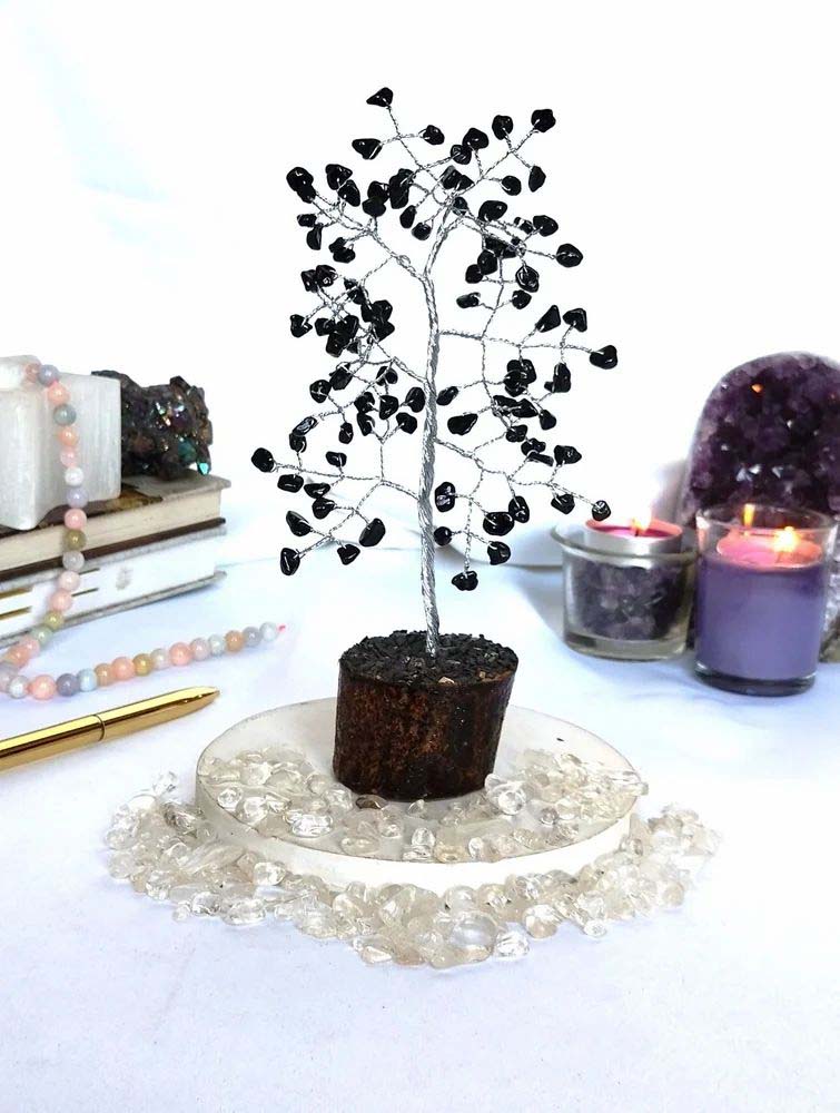 100 Chips Gemstone Tree Black Obsidian Crystal Tree Of Life