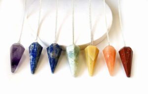 7 Chakra Stones Pendulum Set