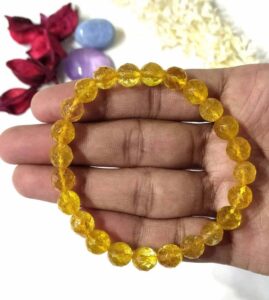 8mm Faceted Beads Bracelet Heated Citrine Healing Bracelet