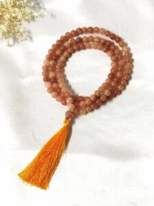 8mm Gemstone Mala Sunstone 108 Prayer Beads Mala Jap Mala