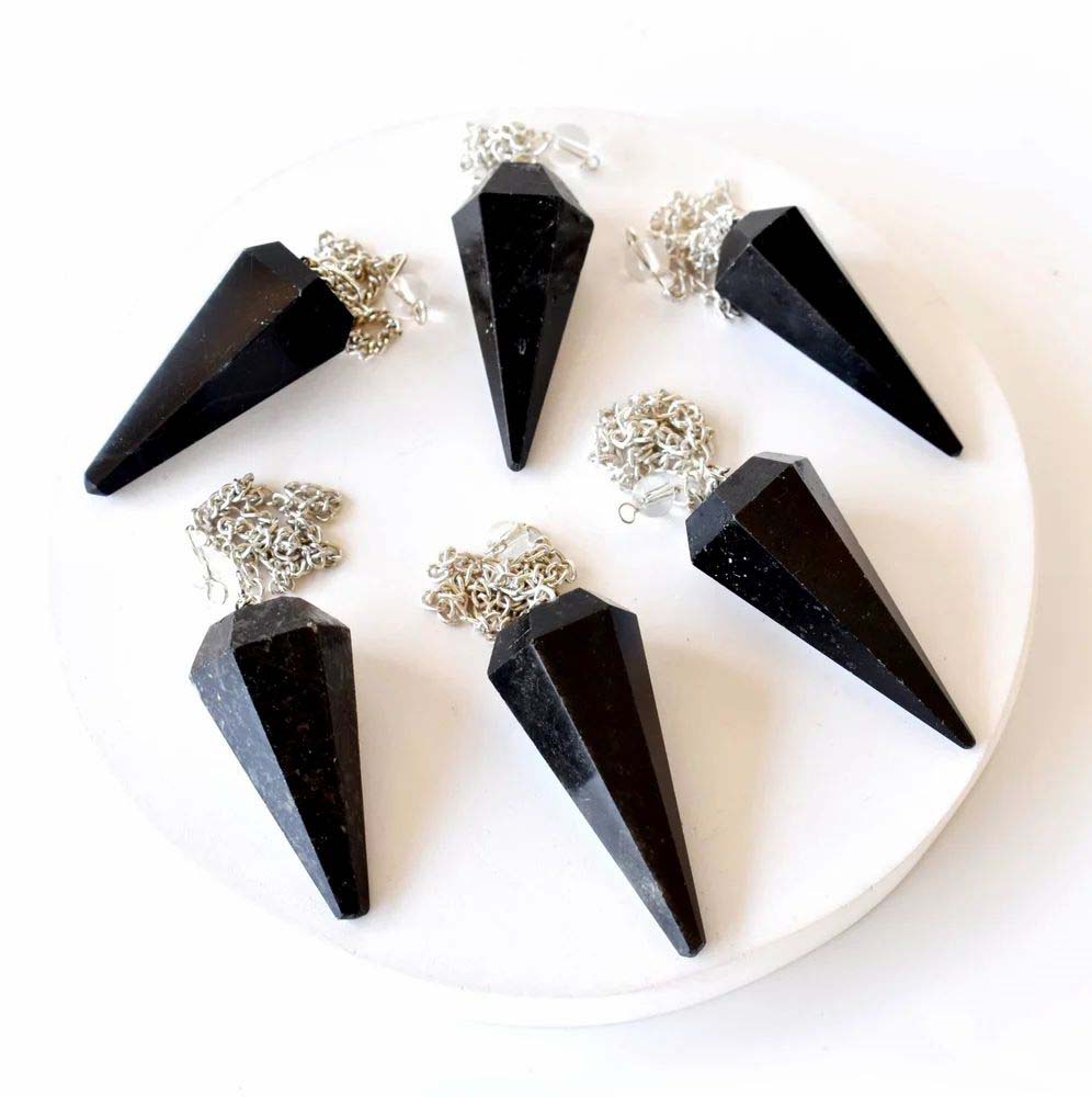 Black Tourmaline Faceted Cone Pendulum