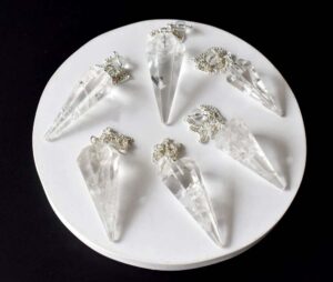 Crystal Quartz Faceted Cone Pendulum