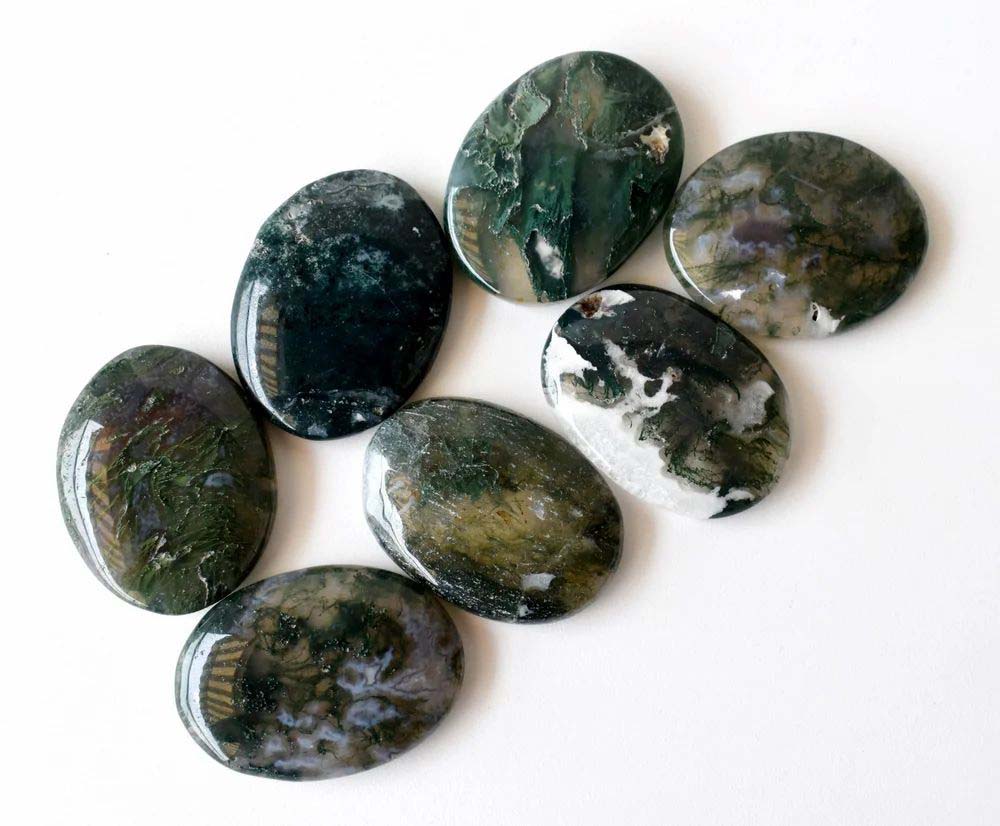 Moss Agate Worry Stone for Crystal Healing