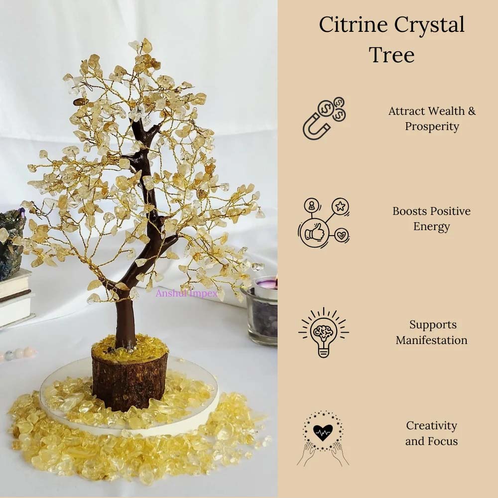Natural Citrine 300 chips Crystal Tree