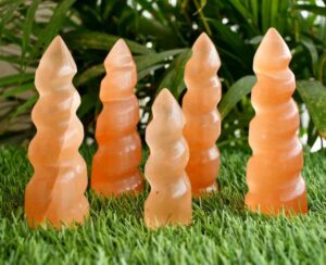 Orange Selenite Spiral Towers