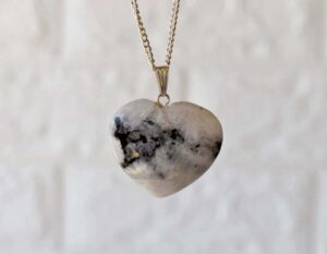 Rainbow Moonstone Crystal Heart Pendant