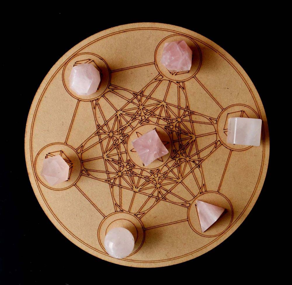 Rose Quartz Platonic Solids Sacred Geometric Stones Set