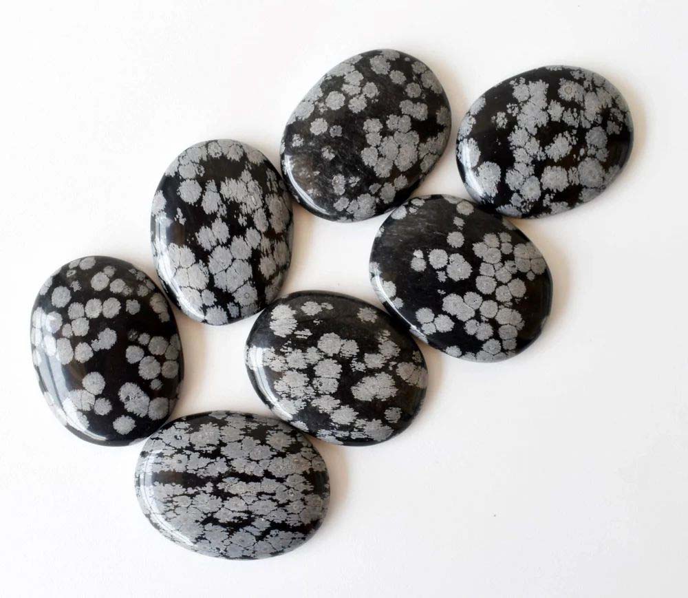Snowflake Obsidian Worry Stone for Crystal Healing
